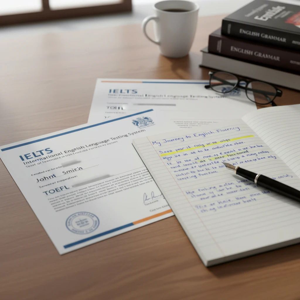 Hình ảnh chứng chỉ ngoại ngữ và bài luận cá nhân