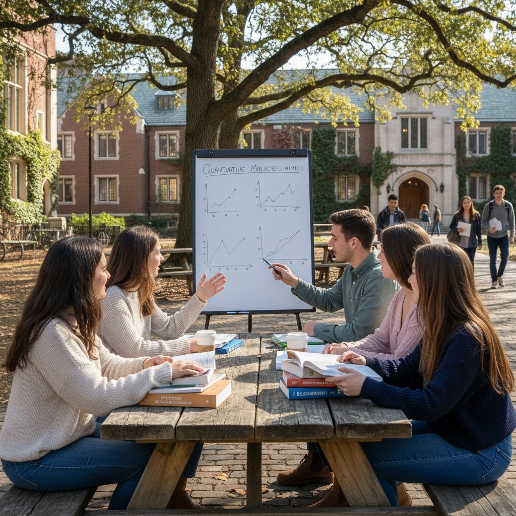 Sinh viên trường đại học Mỹ thảo luận về kinh tế